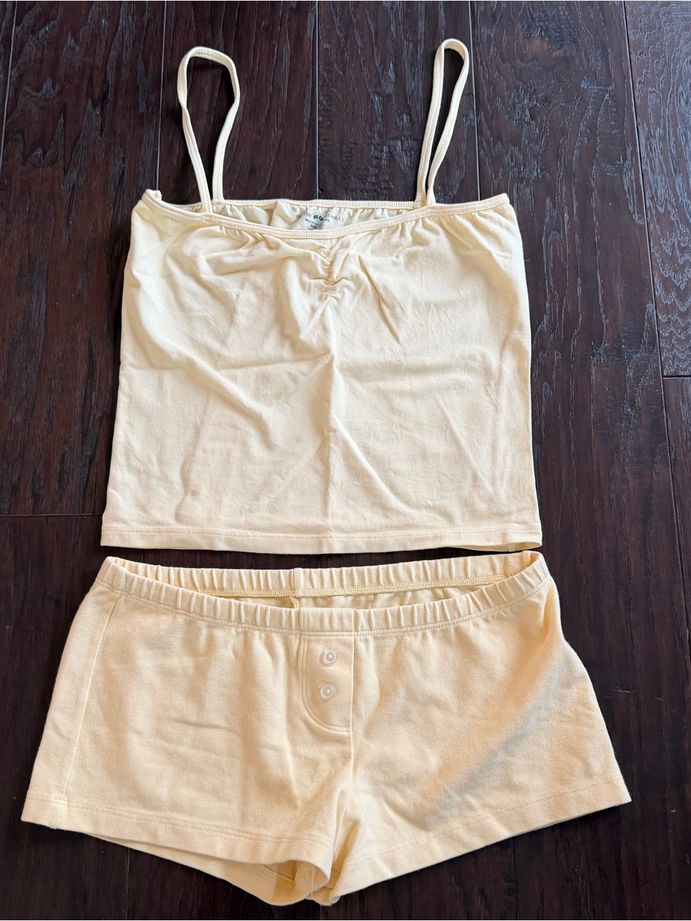 Brandy Melville Pale Yellow Spaghetti Strap Tank & Shorts Sleep Set